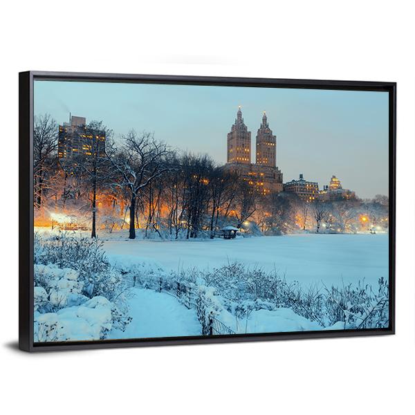 Central Park In Winter Canvas Wall Art-3 Horizontal-Gallery Wrap-25" x 16"-Tiaracle