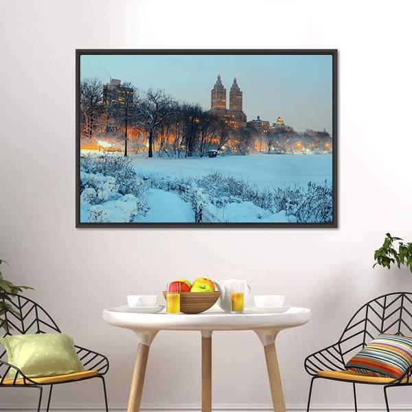 Central Park In Winter Canvas Wall Art-3 Horizontal-Gallery Wrap-25" x 16"-Tiaracle