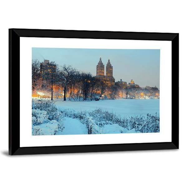 Central Park In Winter Canvas Wall Art-3 Horizontal-Gallery Wrap-25" x 16"-Tiaracle