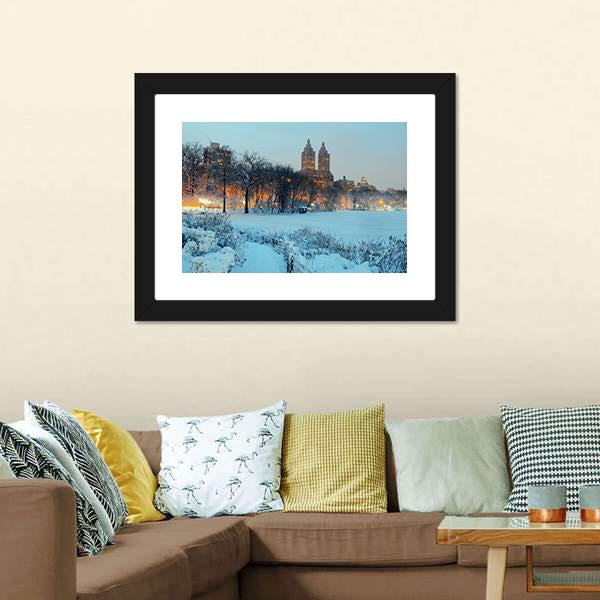 Central Park In Winter Canvas Wall Art-3 Horizontal-Gallery Wrap-25" x 16"-Tiaracle