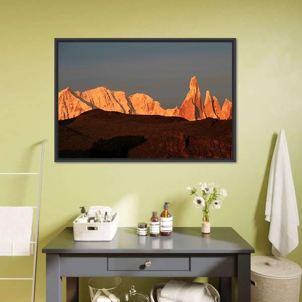 Cerro Torre At Sunrise Canvas Wall Art-5 Horizontal-Gallery Wrap-22" x 12"-Tiaracle