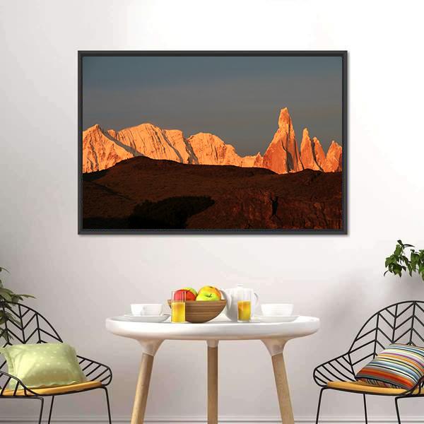 Cerro Torre At Sunrise Canvas Wall Art-5 Horizontal-Gallery Wrap-22" x 12"-Tiaracle