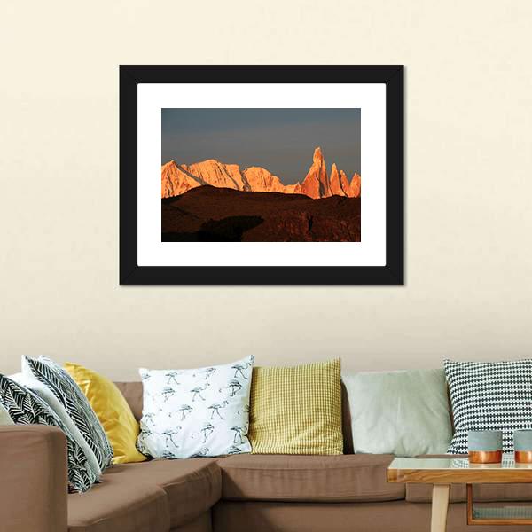 Cerro Torre At Sunrise Canvas Wall Art-5 Horizontal-Gallery Wrap-22" x 12"-Tiaracle