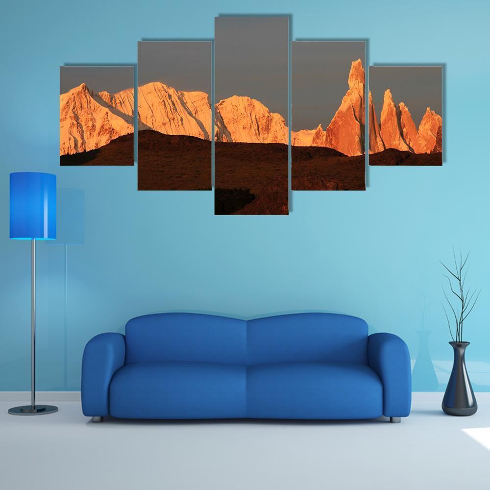 Cerro Torre At Sunrise Canvas Wall Art-5 Pop-Gallery Wrap-47" x 32"-Tiaracle