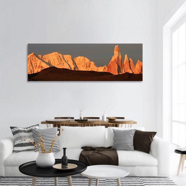 Cerro Torre At Sunrise Panoramic Canvas Wall Art-1 Piece-36" x 12"-Tiaracle