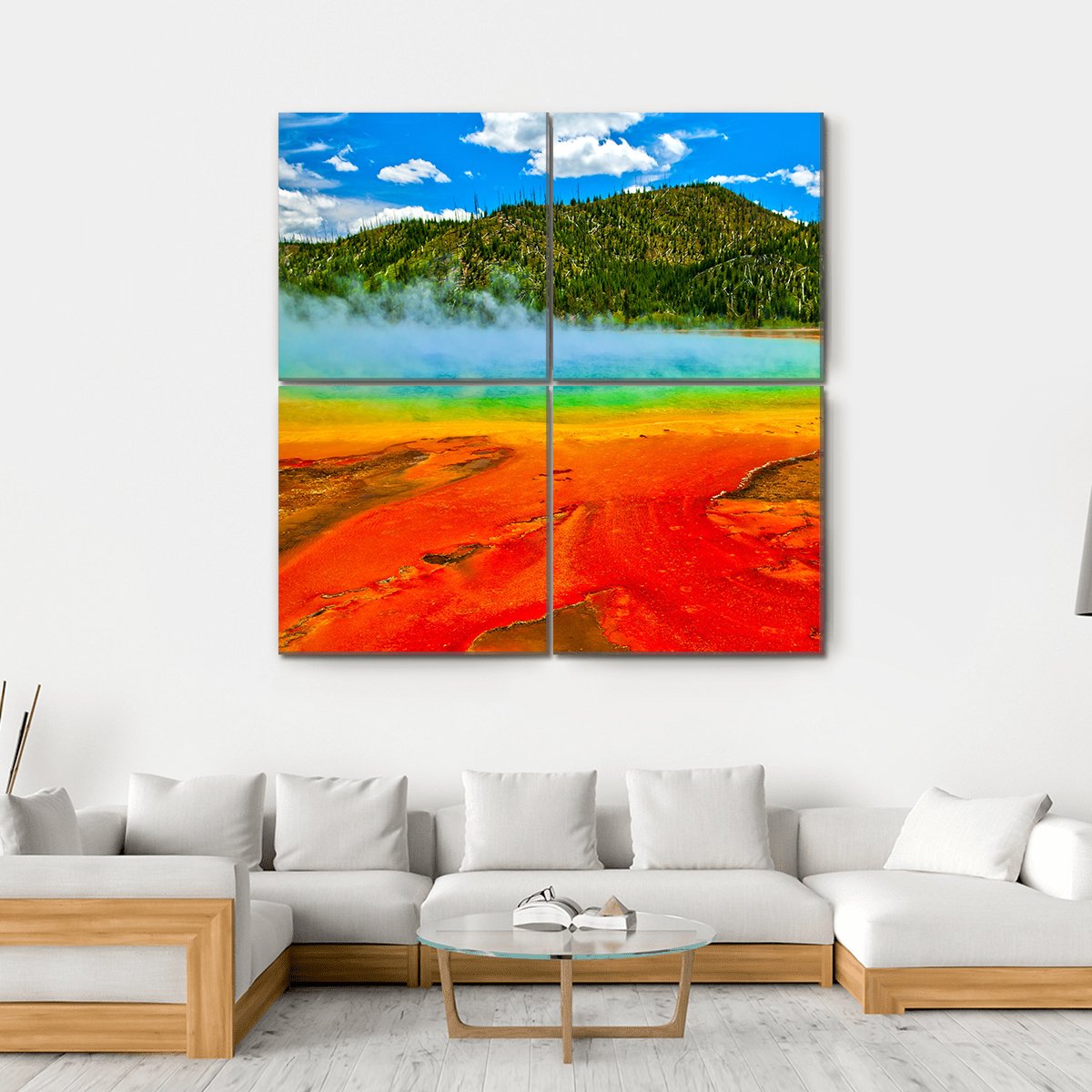 Cerulean Geyser Canvas Wall Art-4 Square-Gallery Wrap-17" x 17"-Tiaracle