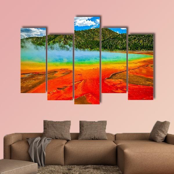 Cerulean Geyser Canvas Wall Art-5 Pop-Gallery Wrap-47" x 32"-Tiaracle