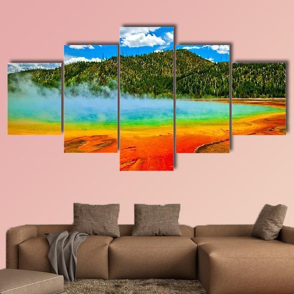 Cerulean Geyser Canvas Wall Art-5 Star-Gallery Wrap-62" x 32"-Tiaracle