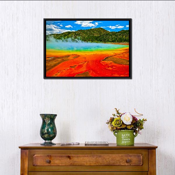 Cerulean Geyser Canvas Wall Art-1 Piece-Floating Frame-42" x 14"-Tiaracle