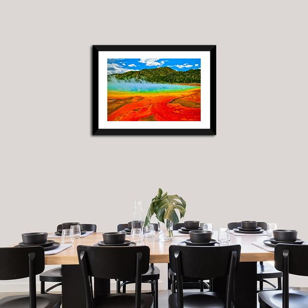 Cerulean Geyser Panoramic Canvas Wall Art-1 Piece-36" x 12"-Tiaracle