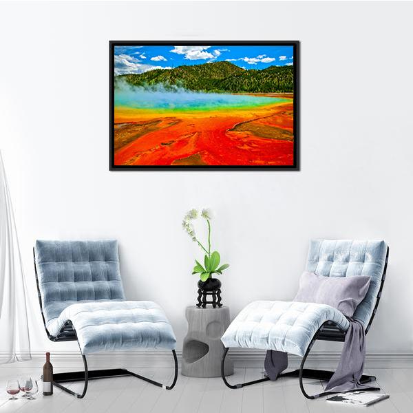 Cerulean Geyser Panoramic Canvas Wall Art-1 Piece-36" x 12"-Tiaracle