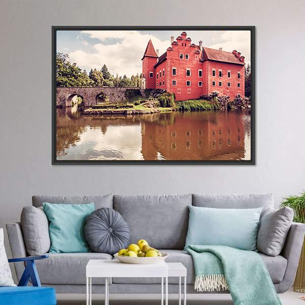 Cervena Lhota Castle Canvas Wall Art-1 Piece-Floating Frame-42" x 14"-Tiaracle