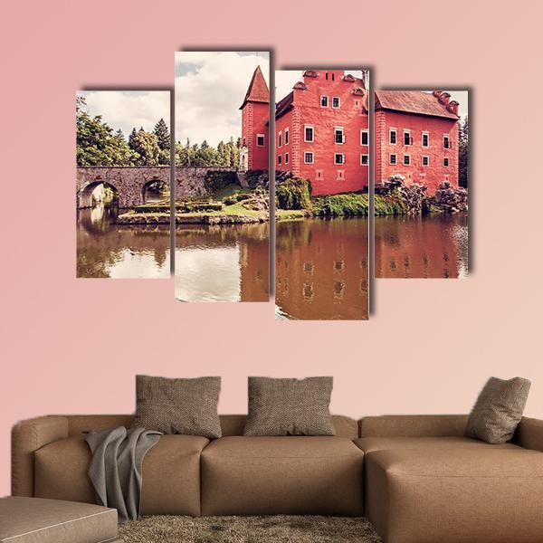 Cervena Lhota Castle Canvas Wall Art-4 Pop-Gallery Wrap-50" x 32"-Tiaracle