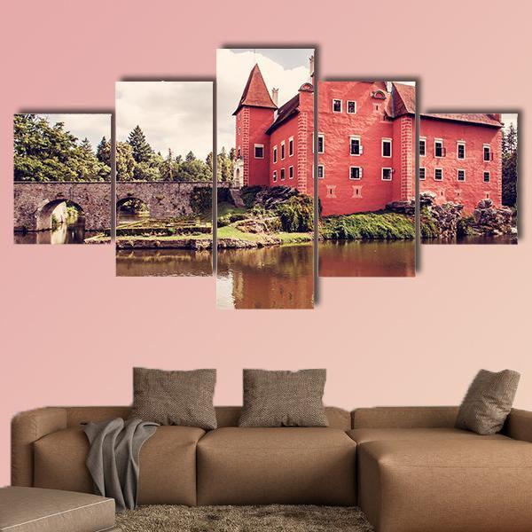 Cervena Lhota Castle Canvas Wall Art-5 Star-Gallery Wrap-62" x 32"-Tiaracle