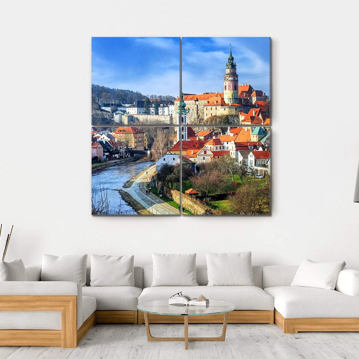 Cesky Krumlov Czech Republic Canvas Wall Art-4 Square-Gallery Wrap-17" x 17"-Tiaracle