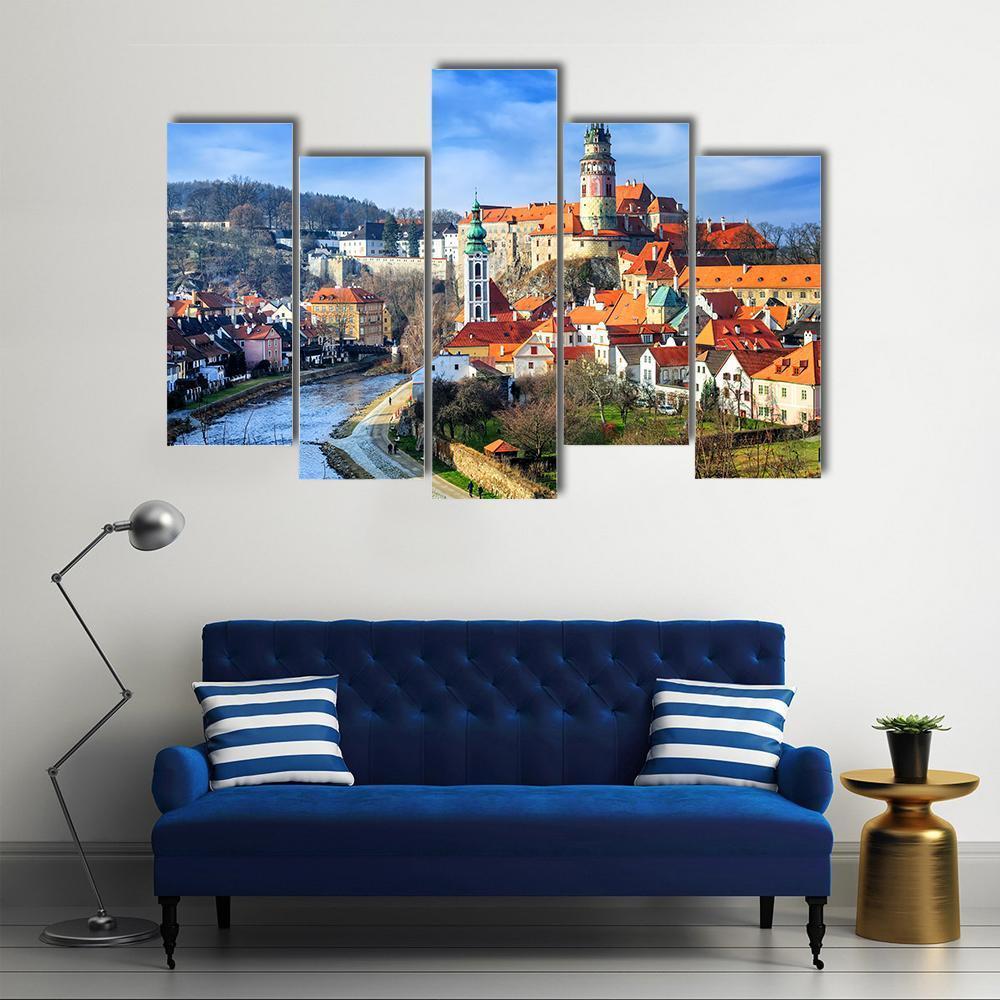 Cesky Krumlov Czech Republic Canvas Wall Art-5 Pop-Gallery Wrap-47" x 32"-Tiaracle