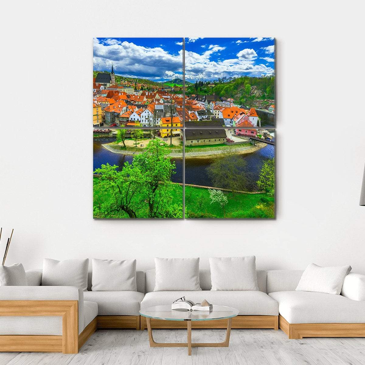 Cesky Krumlov Canvas Wall Art-4 Square-Gallery Wrap-17" x 17"-Tiaracle