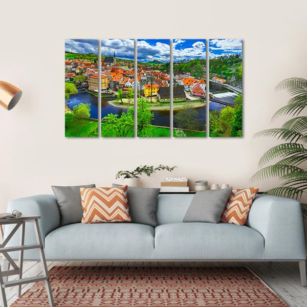 Cesky Krumlov Canvas Wall Art-5 Horizontal-Gallery Wrap-22" x 12"-Tiaracle