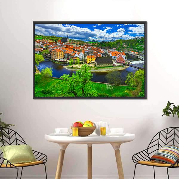 Cesky Krumlov Canvas Wall Art-3 Horizontal-Gallery Wrap-25" x 16"-Tiaracle