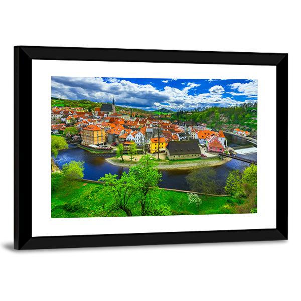 Cesky Krumlov Panoramic Canvas Wall Art-1 Piece-36" x 12"-Tiaracle