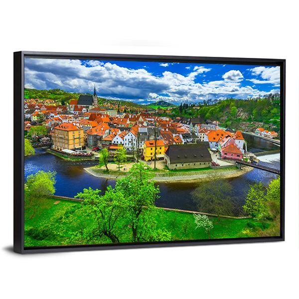Cesky Krumlov Panoramic Canvas Wall Art-1 Piece-36" x 12"-Tiaracle