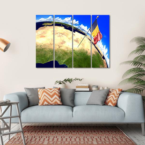 Chad National Flag Canvas Wall Art-4 Horizontal-Gallery Wrap-34" x 24"-Tiaracle