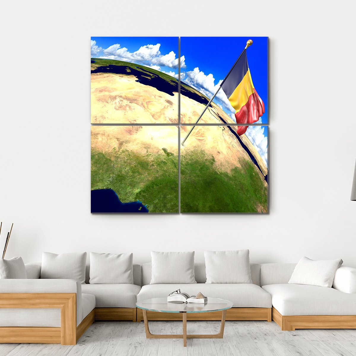 Chad National Flag Canvas Wall Art-4 Square-Gallery Wrap-17" x 17"-Tiaracle