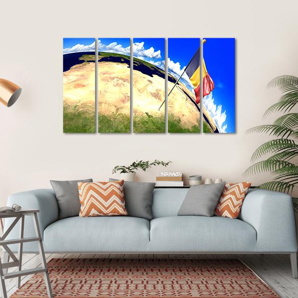 Chad National Flag Canvas Wall Art-5 Horizontal-Gallery Wrap-22" x 12"-Tiaracle