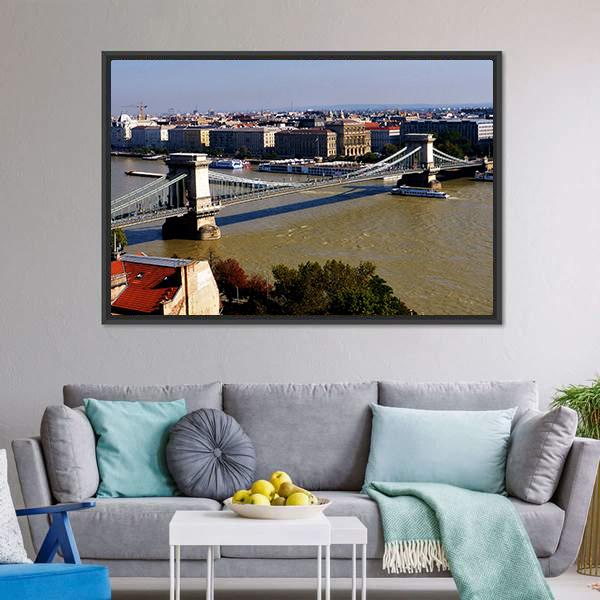 Chain Bridge Hungary Panoramic Canvas Wall Art-1 Piece-36" x 12"-Tiaracle