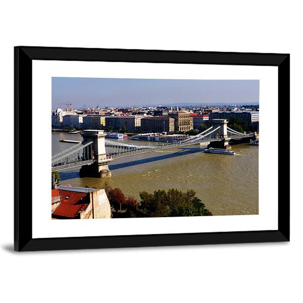 Chain Bridge Hungary Panoramic Canvas Wall Art-1 Piece-36" x 12"-Tiaracle