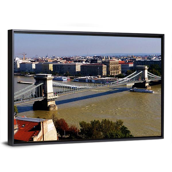 Chain Bridge Hungary Panoramic Canvas Wall Art-1 Piece-36" x 12"-Tiaracle