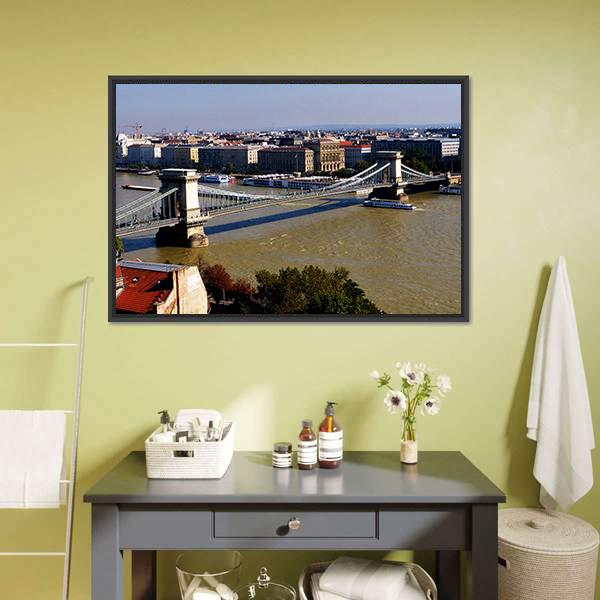 Chain Bridge Hungary Panoramic Canvas Wall Art-1 Piece-36" x 12"-Tiaracle