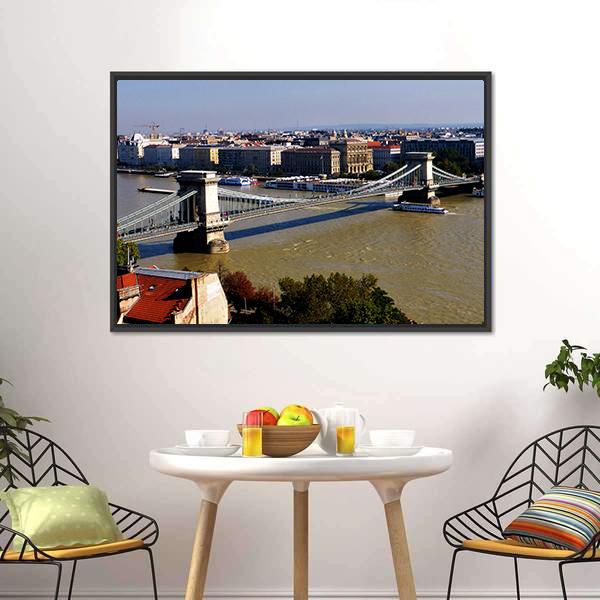Chain Bridge Hungary Panoramic Canvas Wall Art-1 Piece-36" x 12"-Tiaracle