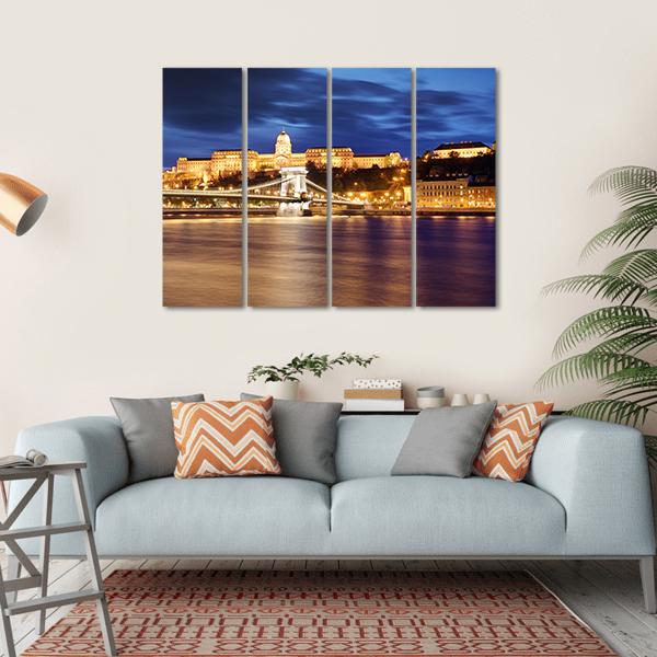 Chain Bridge In Budapest Canvas Wall Art-4 Horizontal-Gallery Wrap-34" x 24"-Tiaracle