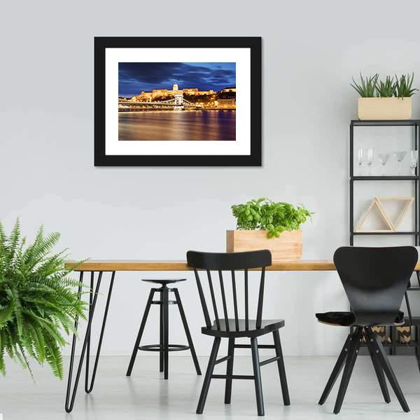 Chain Bridge In Budapest Canvas Wall Art-3 Horizontal-Gallery Wrap-25" x 16"-Tiaracle