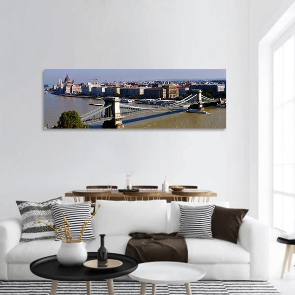 Chain Bridge Hungary Panoramic Canvas Wall Art-1 Piece-36" x 12"-Tiaracle