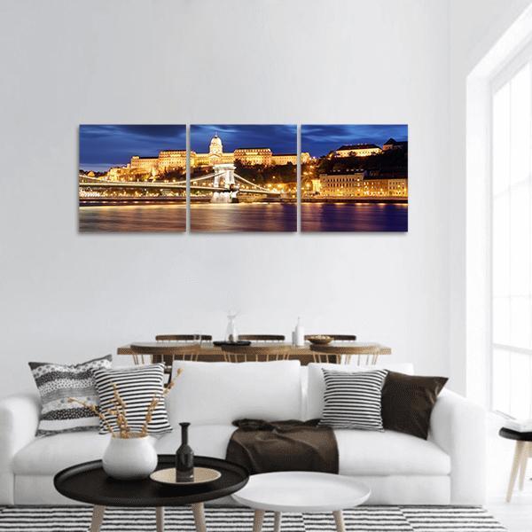 Chain Bridge In Budapest Panoramic Canvas Wall Art-1 Piece-36" x 12"-Tiaracle
