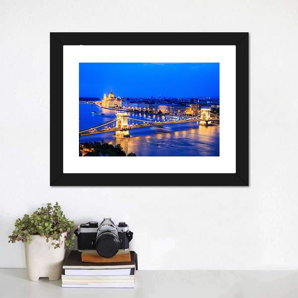 Chain Bridge &amp; Parliament Panoramic Canvas Wall Art-1 Piece-36" x 12"-Tiaracle