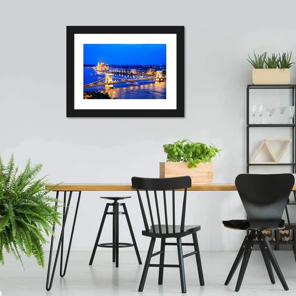 Chain Bridge & Parliament Panoramic Canvas Wall Art-1 Piece-36" x 12"-Tiaracle