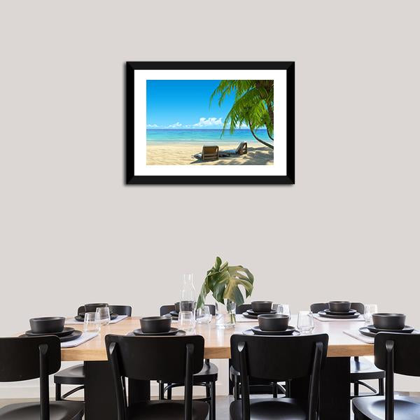Chairs On Tropical Beach Canvas Wall Art-3 Horizontal-Gallery Wrap-25" x 16"-Tiaracle