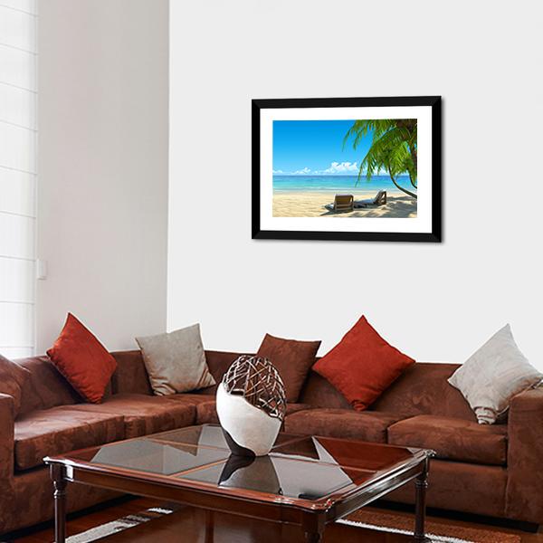 Chairs On Tropical Beach Canvas Wall Art-3 Horizontal-Gallery Wrap-25&quot; x 16&quot;-Tiaracle