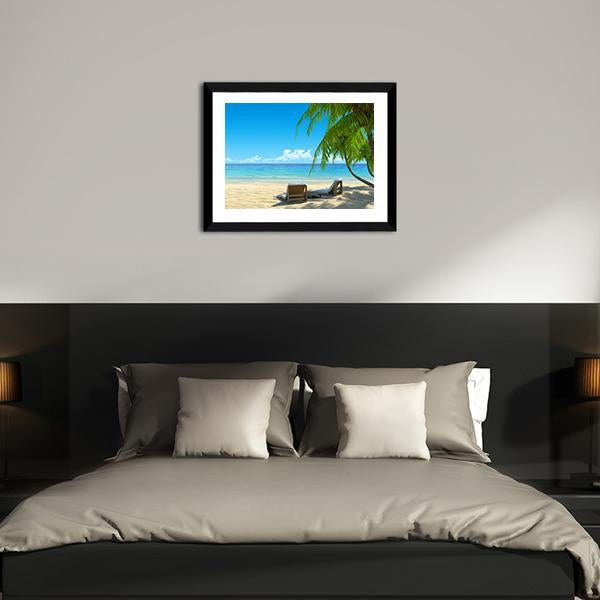 Chairs On Tropical Beach Canvas Wall Art-3 Horizontal-Gallery Wrap-25&quot; x 16&quot;-Tiaracle