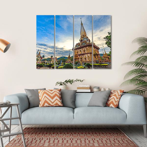 Chalong Temple Canvas Wall Art-1 Piece-Gallery Wrap-36" x 24"-Tiaracle