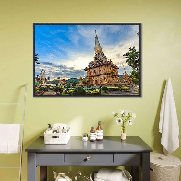 Chalong Temple Canvas Wall Art-5 Horizontal-Gallery Wrap-22" x 12"-Tiaracle