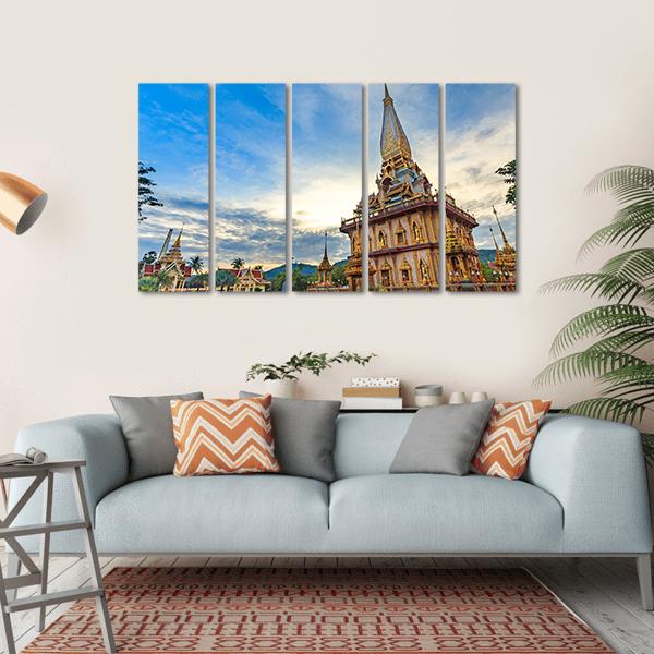 Chalong Temple Canvas Wall Art-5 Horizontal-Gallery Wrap-22" x 12"-Tiaracle