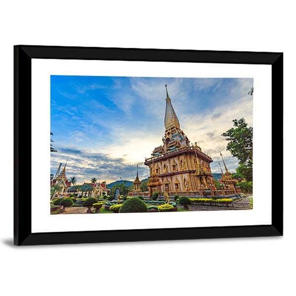 Chalong Temple Canvas Wall Art-5 Horizontal-Gallery Wrap-22" x 12"-Tiaracle