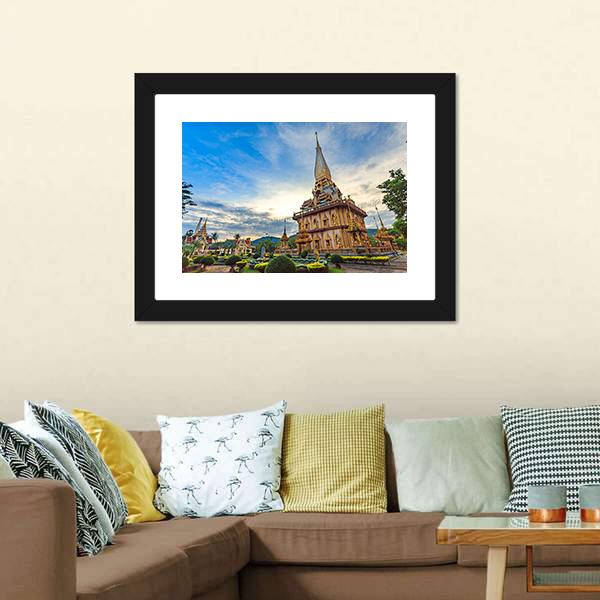Chalong Temple Canvas Wall Art-5 Horizontal-Gallery Wrap-22" x 12"-Tiaracle