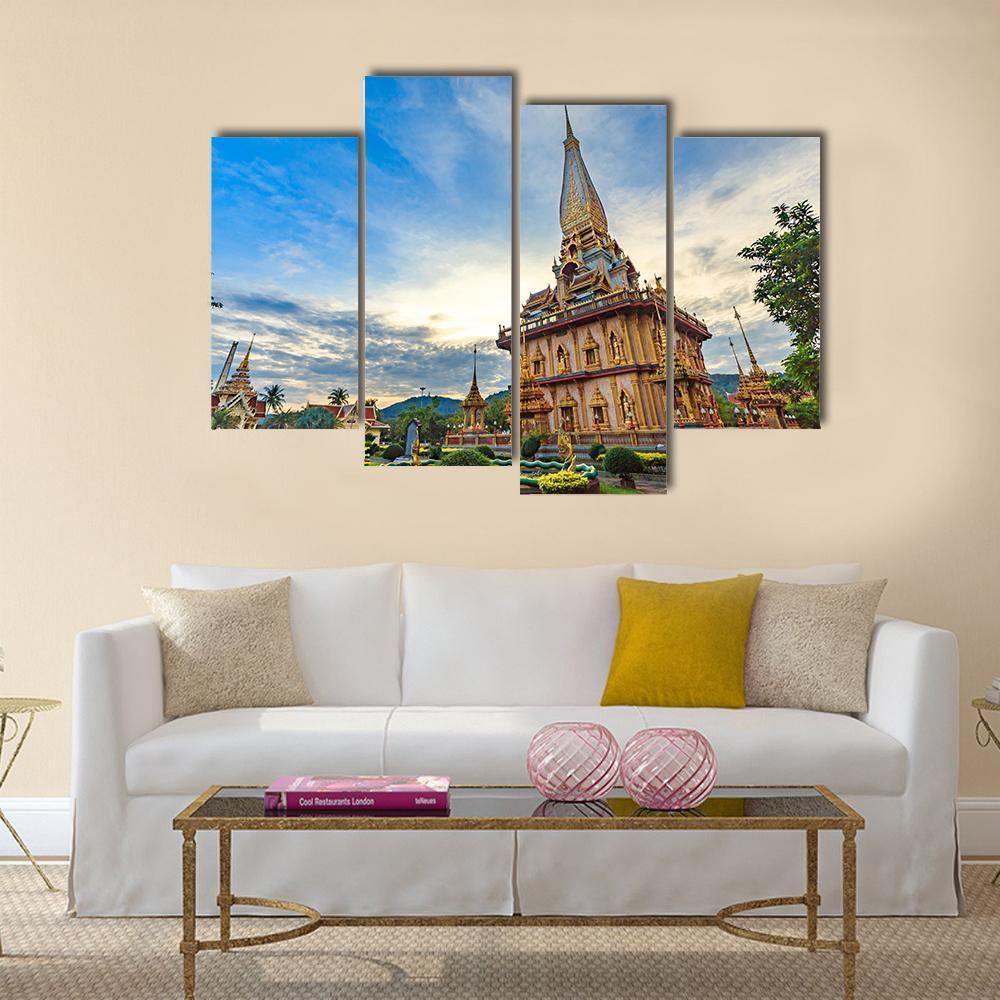 Chalong Temple Canvas Wall Art-4 Pop-Gallery Wrap-50" x 32"-Tiaracle