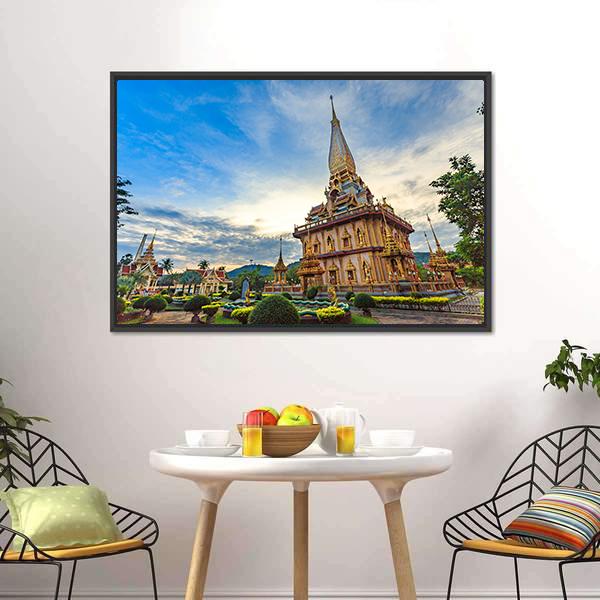 Chalong Temple Canvas Wall Art-3 Horizontal-Gallery Wrap-25" x 16"-Tiaracle
