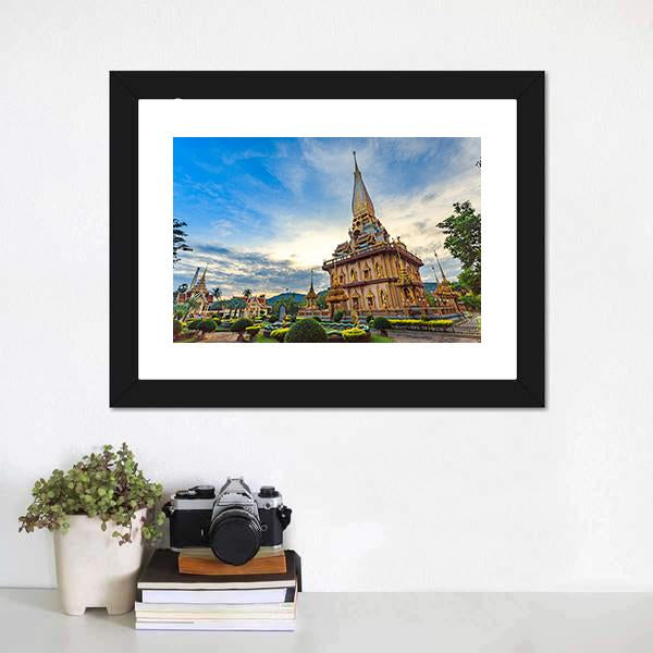Chalong Temple Canvas Wall Art-1 Piece-Framed Print-20" x 16"-Tiaracle